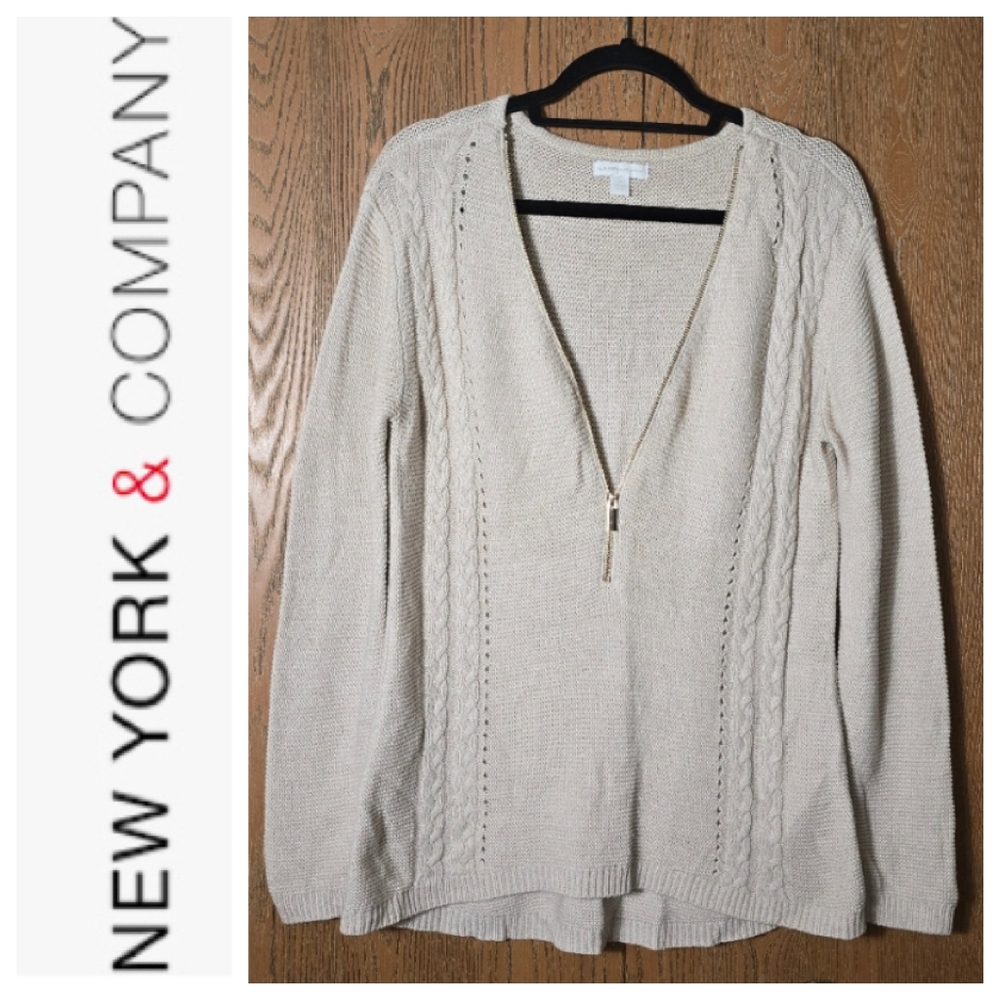 NY&COMPANY Zipper Sweater ~ sz M